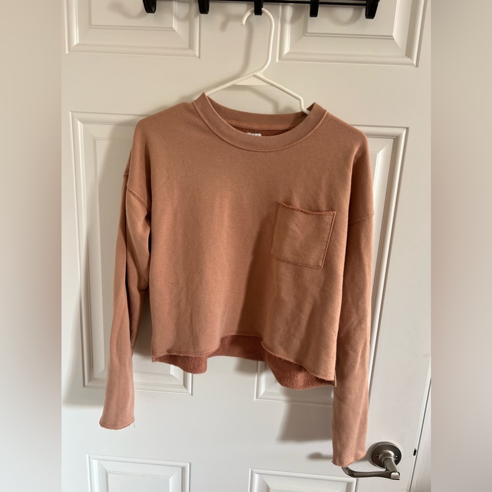 Casual Peach Long Sleeve Top